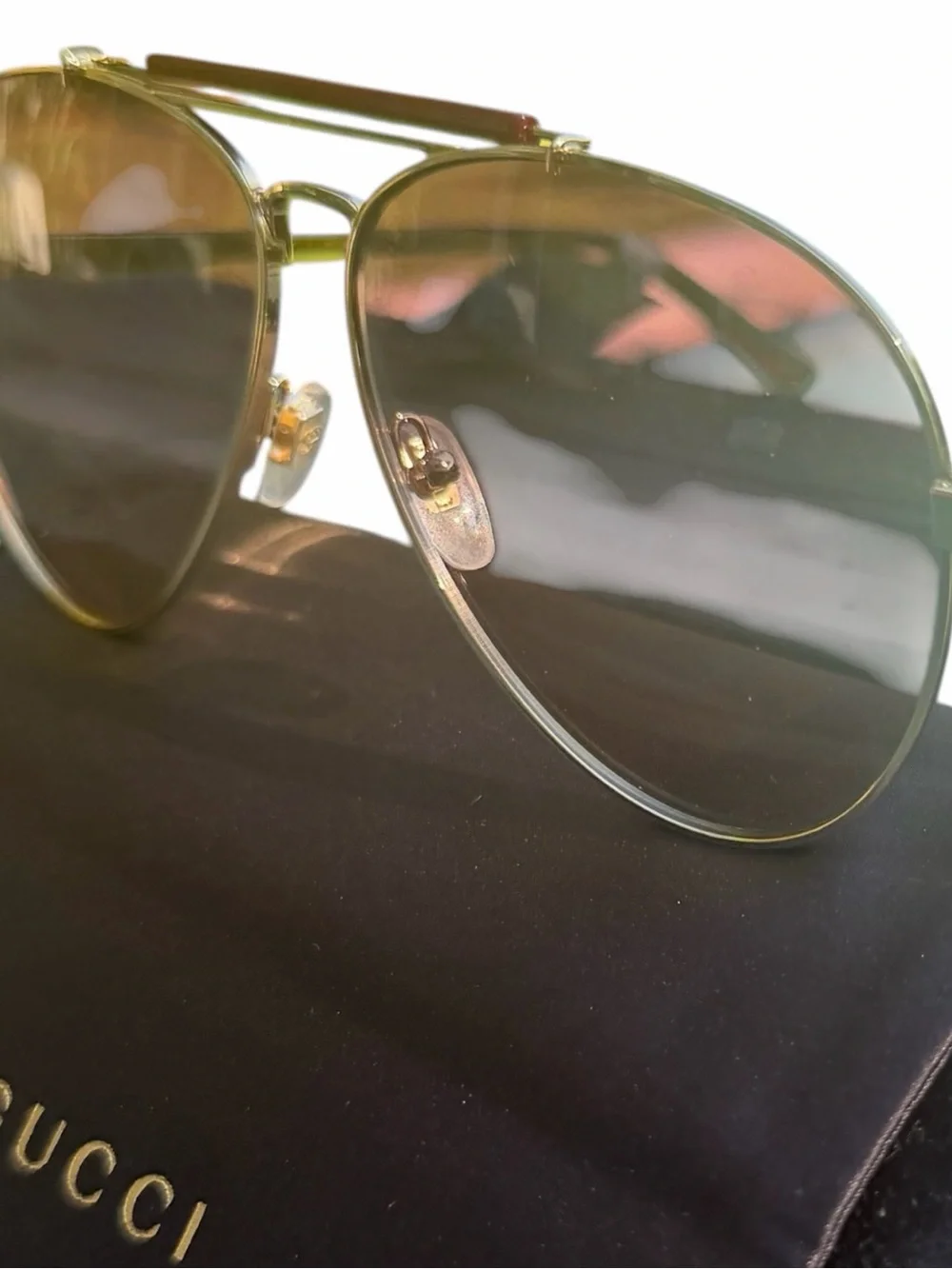 NWT Gucci GG1287S Gold Aviator Sunglasses 57□16-150 MSRP $505 Complete Set